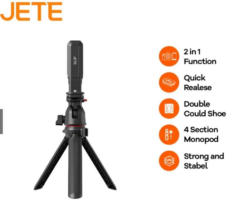 JETE Holder H17 Mini Tripod Selfie Stick with Ball Head for Smartphone and Camera