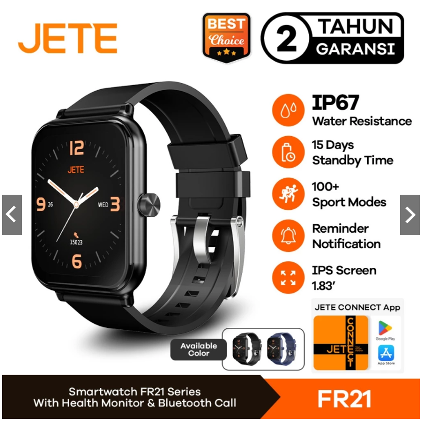 Smartwatch JETE FR21 100 Sport Mode + IPX67 - Garansi 2 Tahun