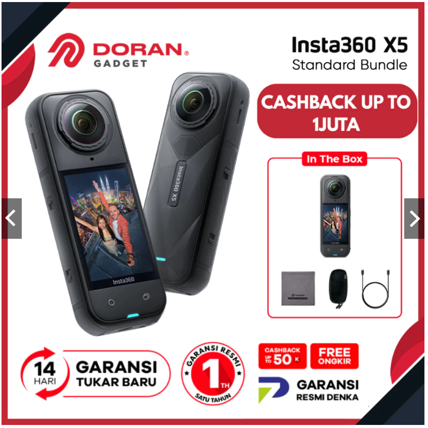 Insta360 X5 Action Cam 8K Waterproof Replaceable Lens