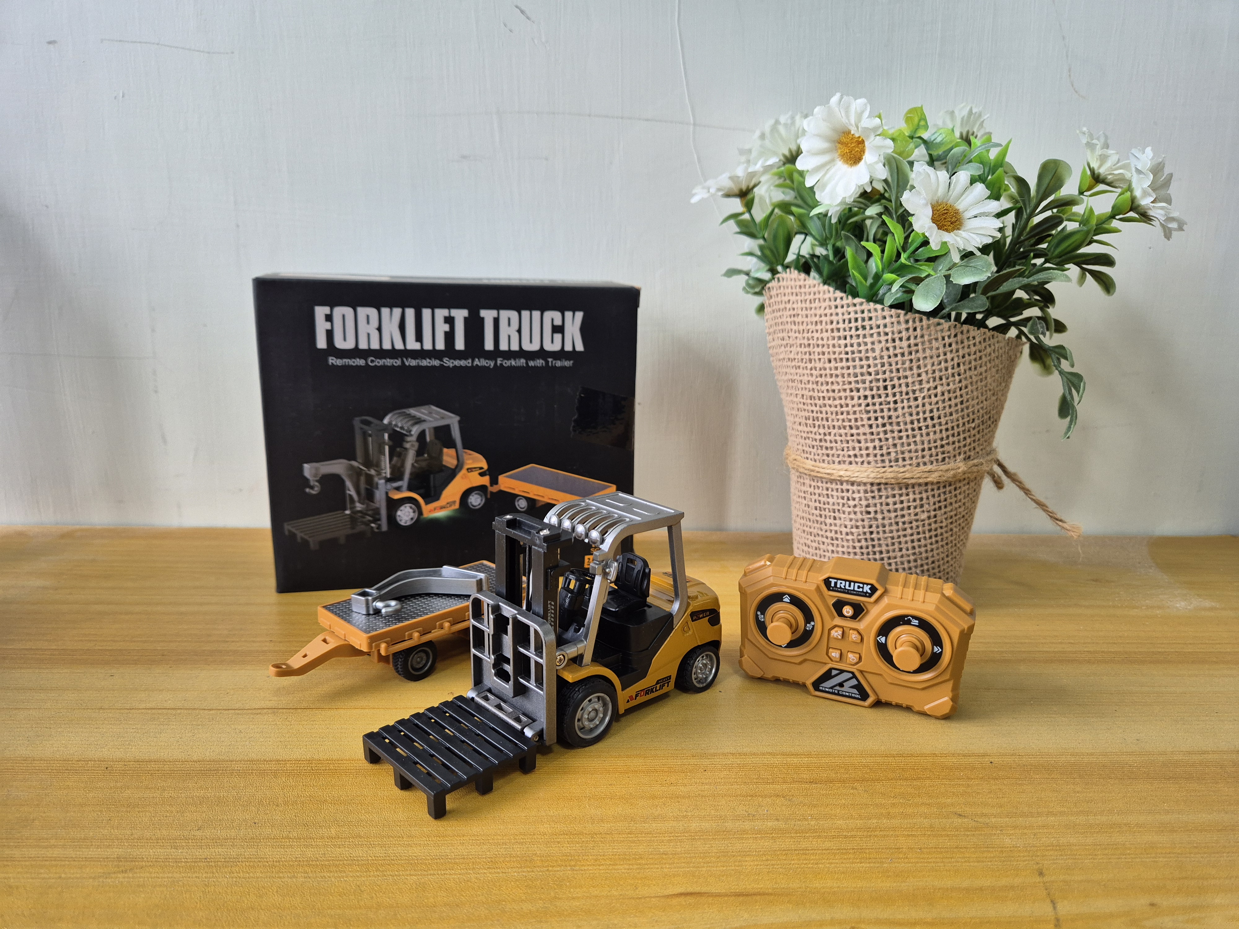 RC Forklift Truck 1:64 Alloy Remote Control + Trailer Pallet Mini