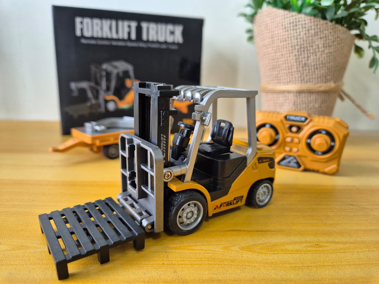 RC Forklift Truck 1:64 Alloy Remote Control + Trailer Pallet Mini - Foto 6
