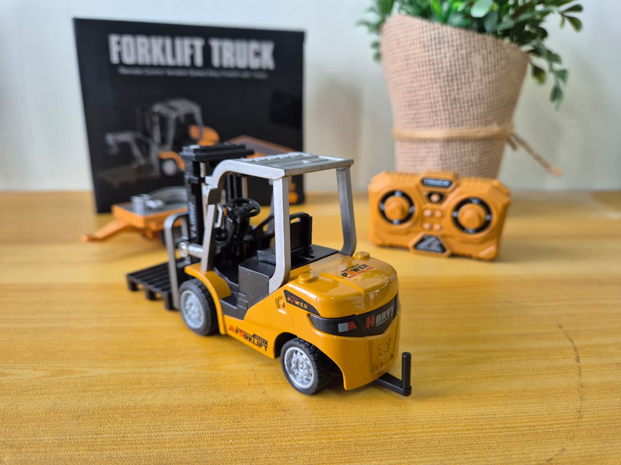 RC Forklift Truck 1:64 Alloy Remote Control + Trailer Pallet Mini - Foto 3