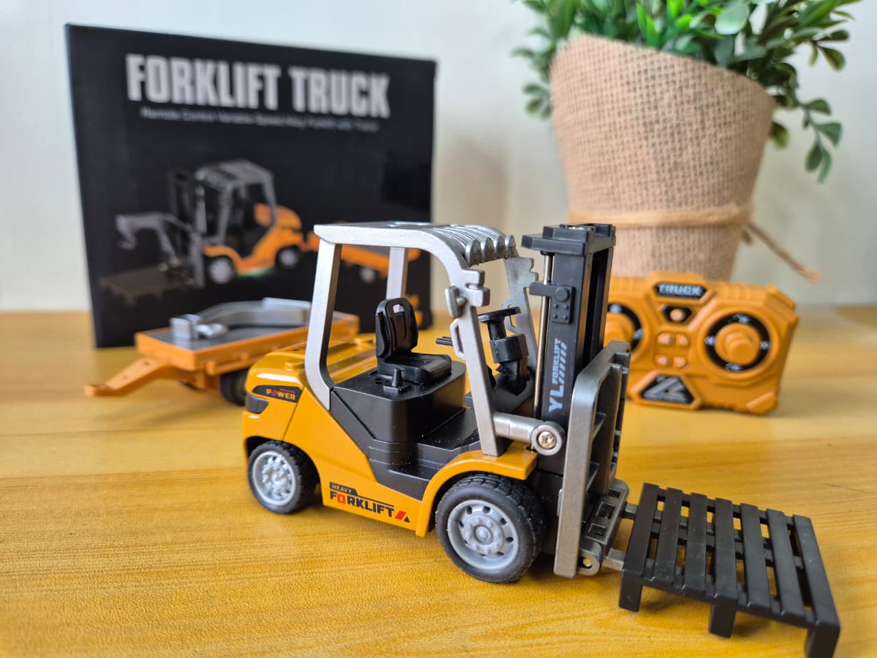 RC Forklift Truck 1:64 Alloy Remote Control + Trailer Pallet Mini - Foto 4
