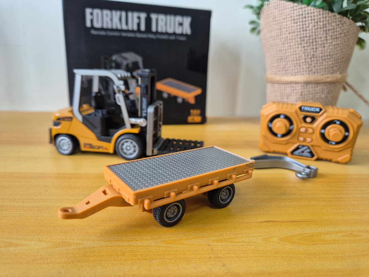 RC Forklift Truck 1:64 Alloy Remote Control + Trailer Pallet Mini - Foto 3