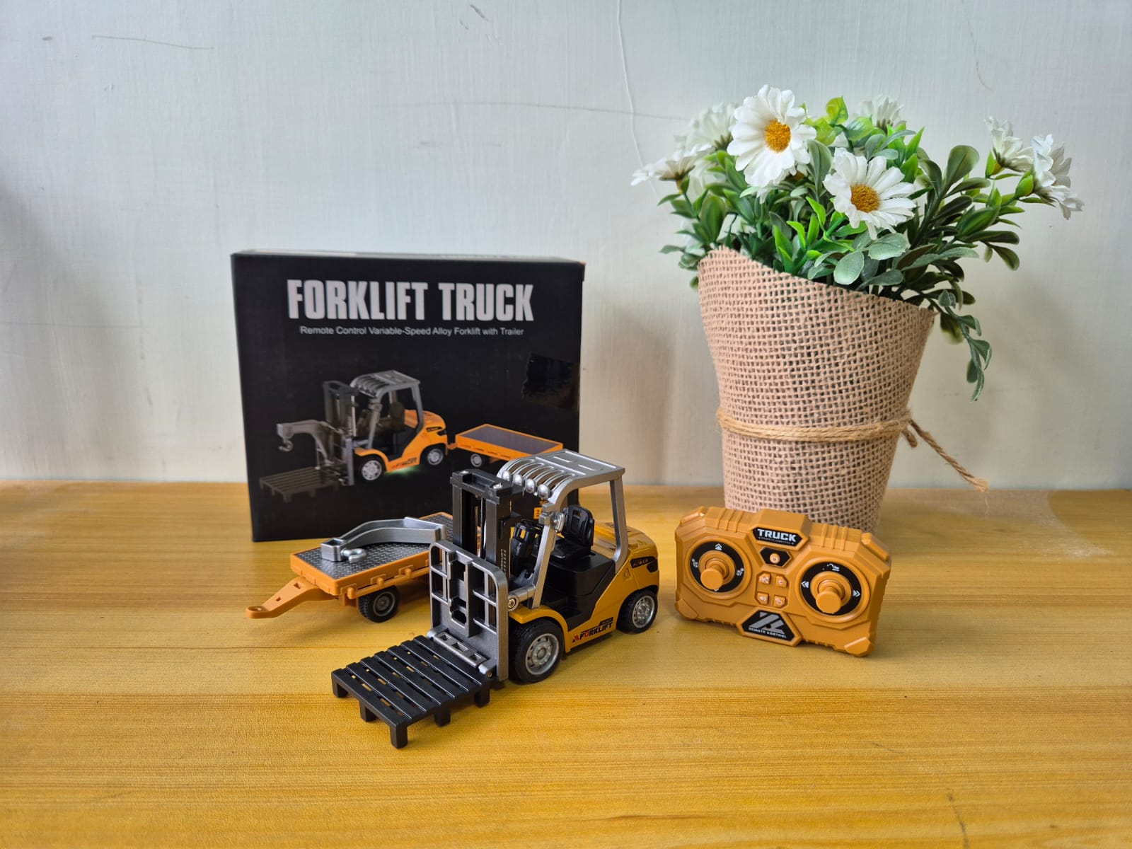 RC Forklift Truck 1:64 Alloy Remote Control + Trailer Pallet Mini - Foto 9